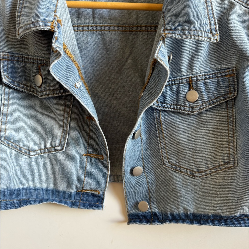 Cropped Jean jacket short sleeve - Picture 5 of 13